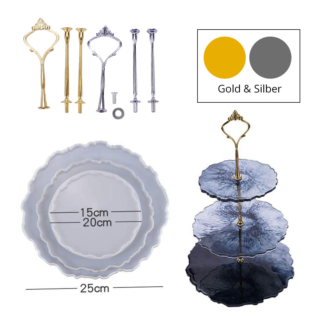 Silicone Mold - 3-Tier Cake Stand (Gold and Silver)