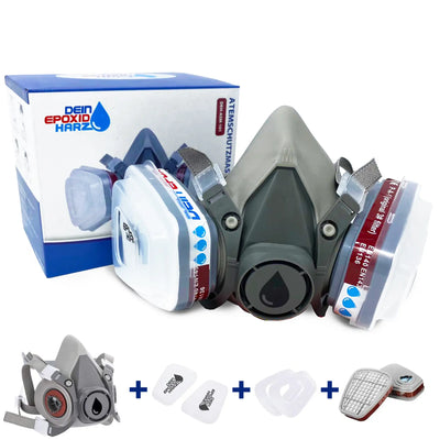 Respiratory mask for epoxy resin, sawing, grinding or renovation work